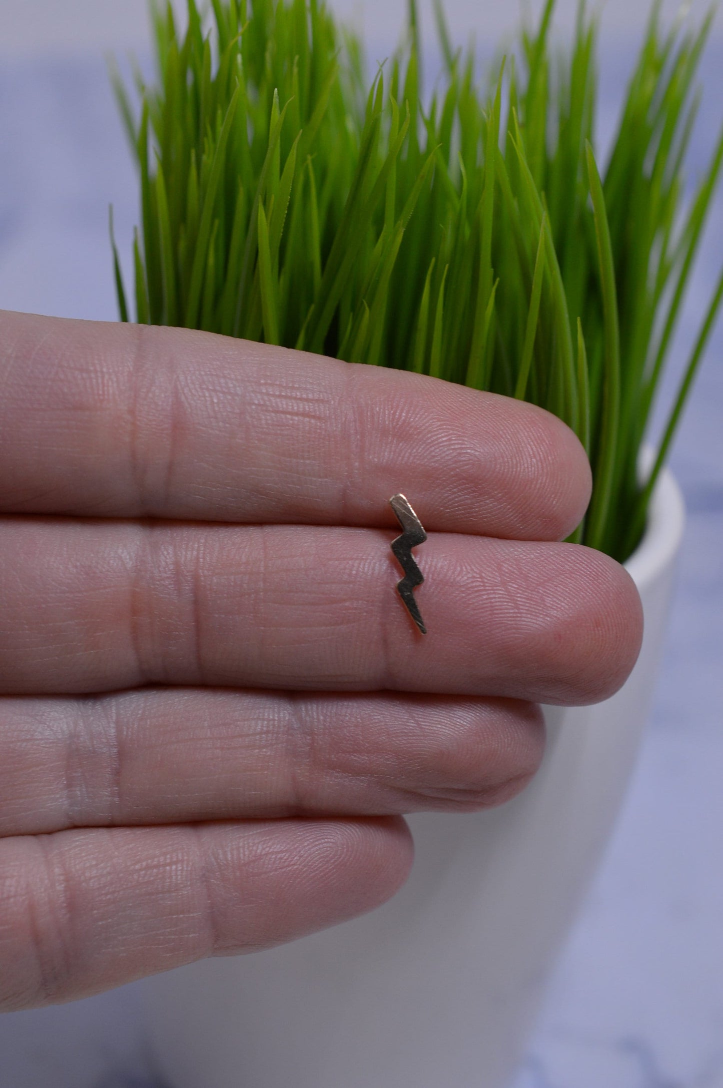 Gold Fill Skinny Lightning Bolt Stud Earrings