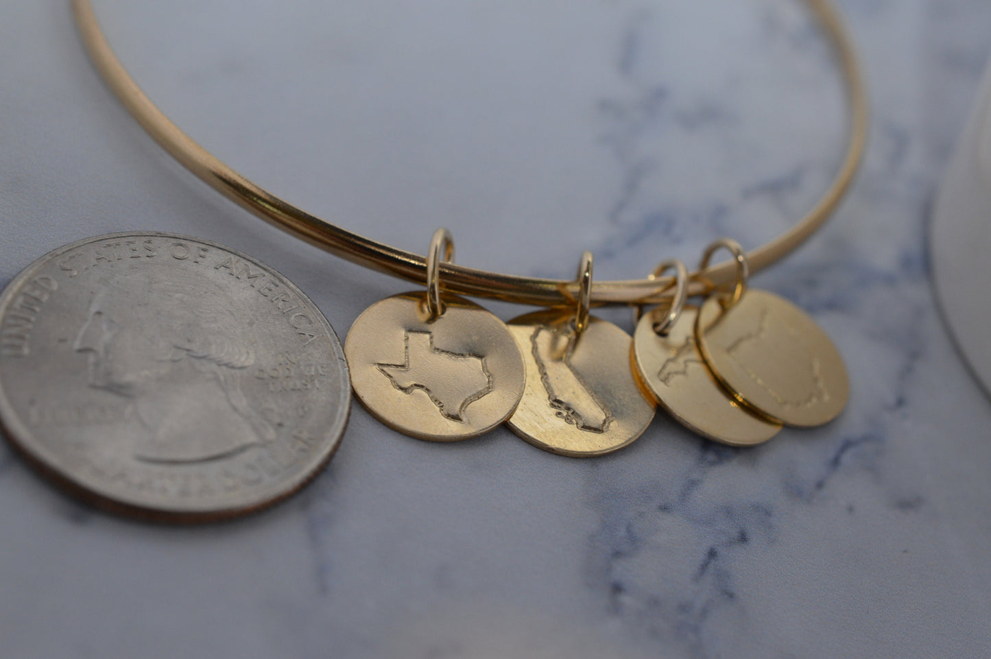 Gold Fill State Charm Bangle Bracelet