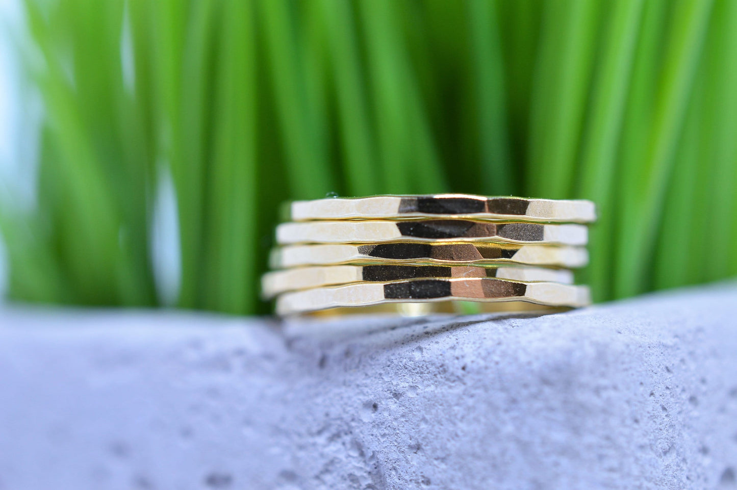 Gold Fill Skinny Hammered Ring