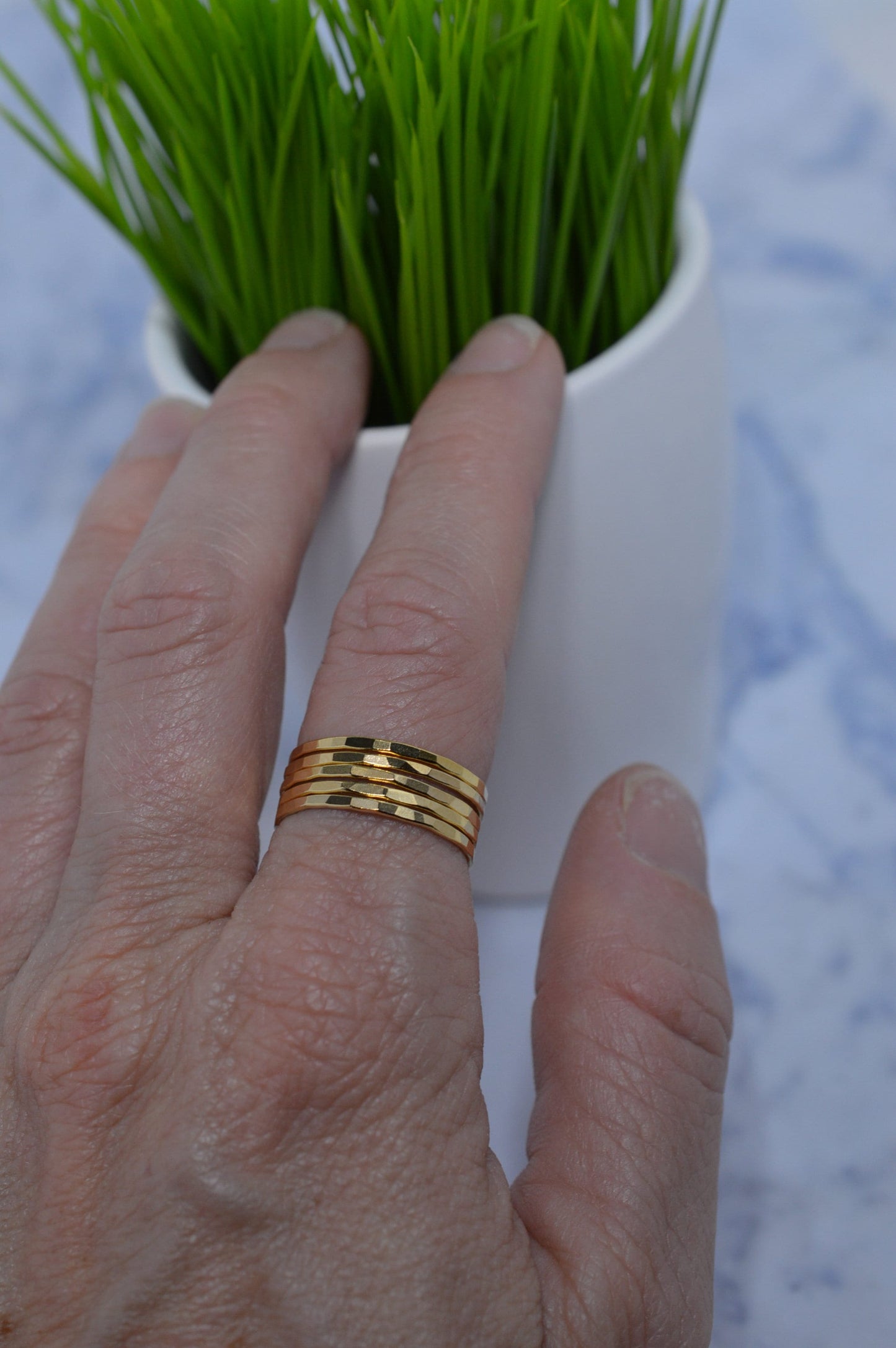 Gold Fill Skinny Hammered Ring