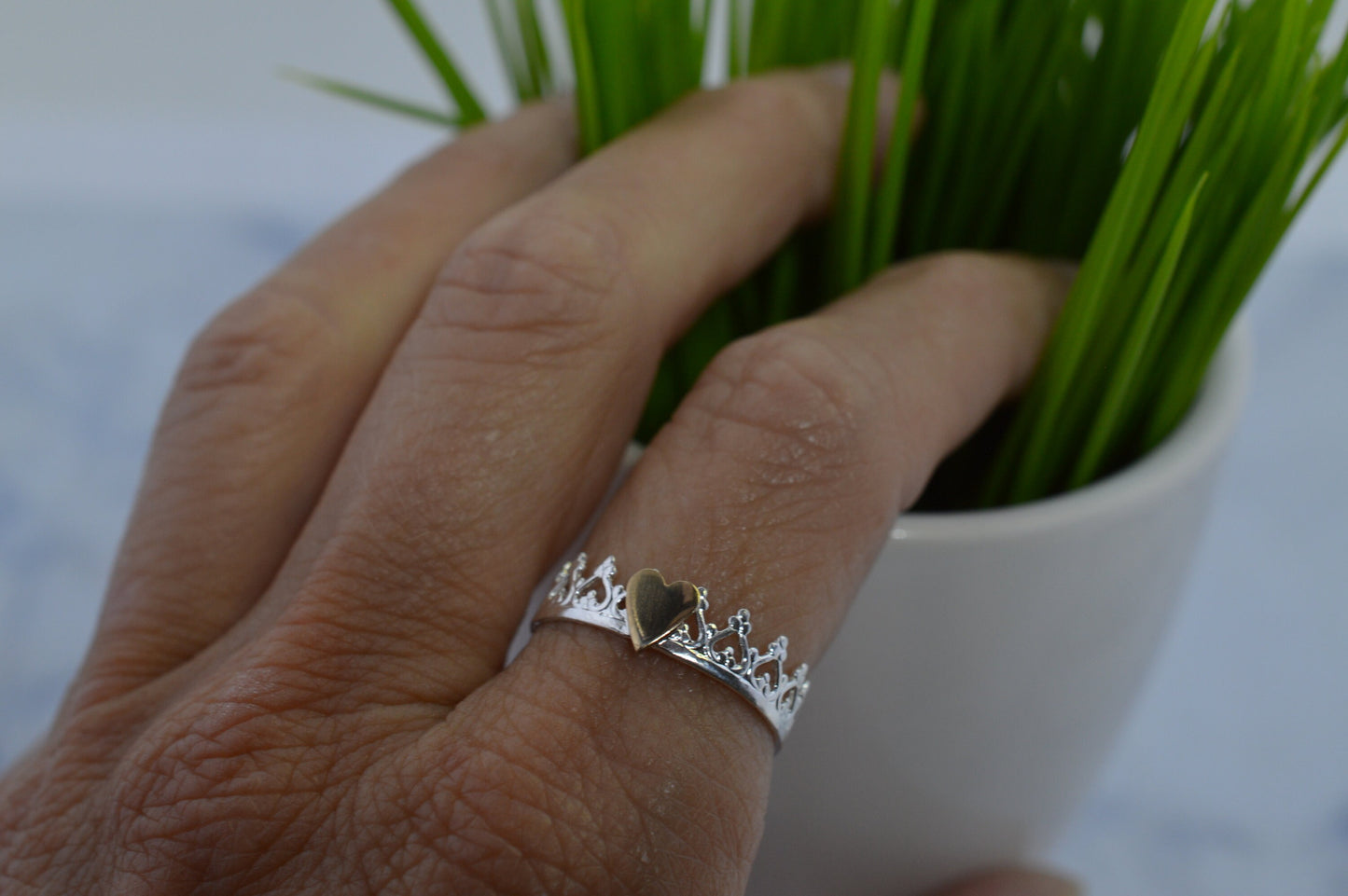 Sterling Silver and Gold Heart Ring
