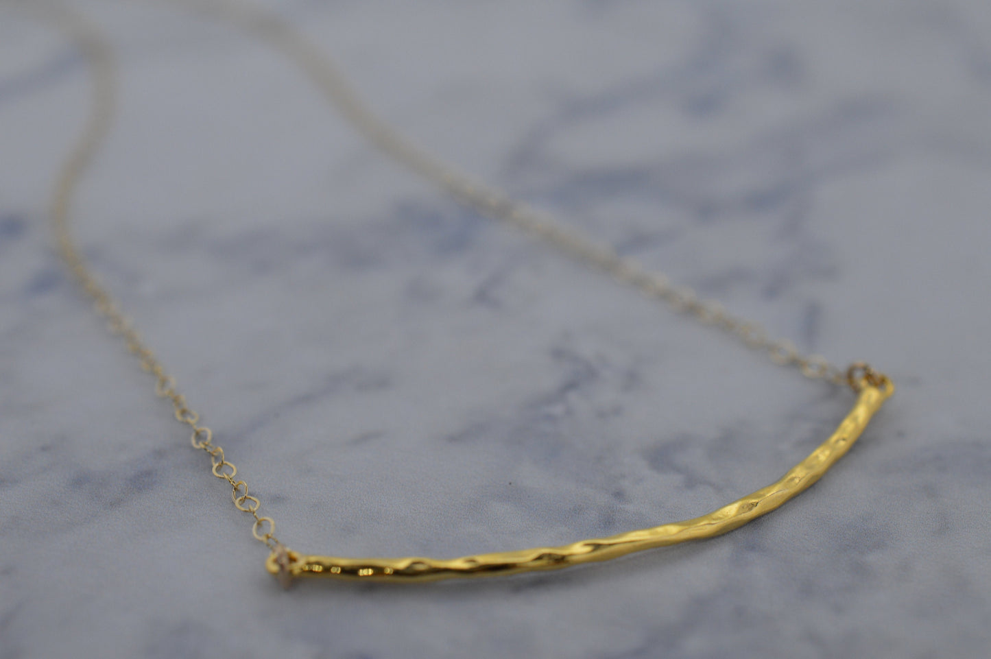 Gold Fill Hammered Bar Necklace