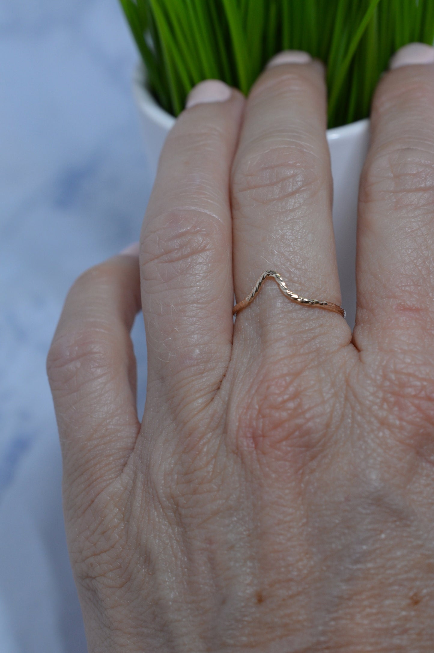 Gold Fill Super Skinny Chevron Sparkle Ring