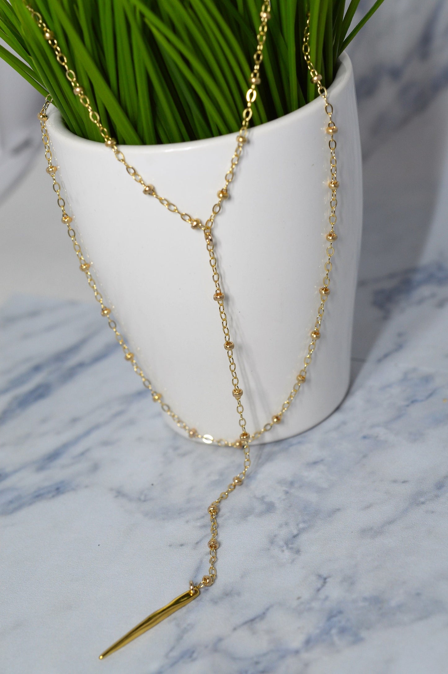 Gold Fill Double Strand Lariat necklace