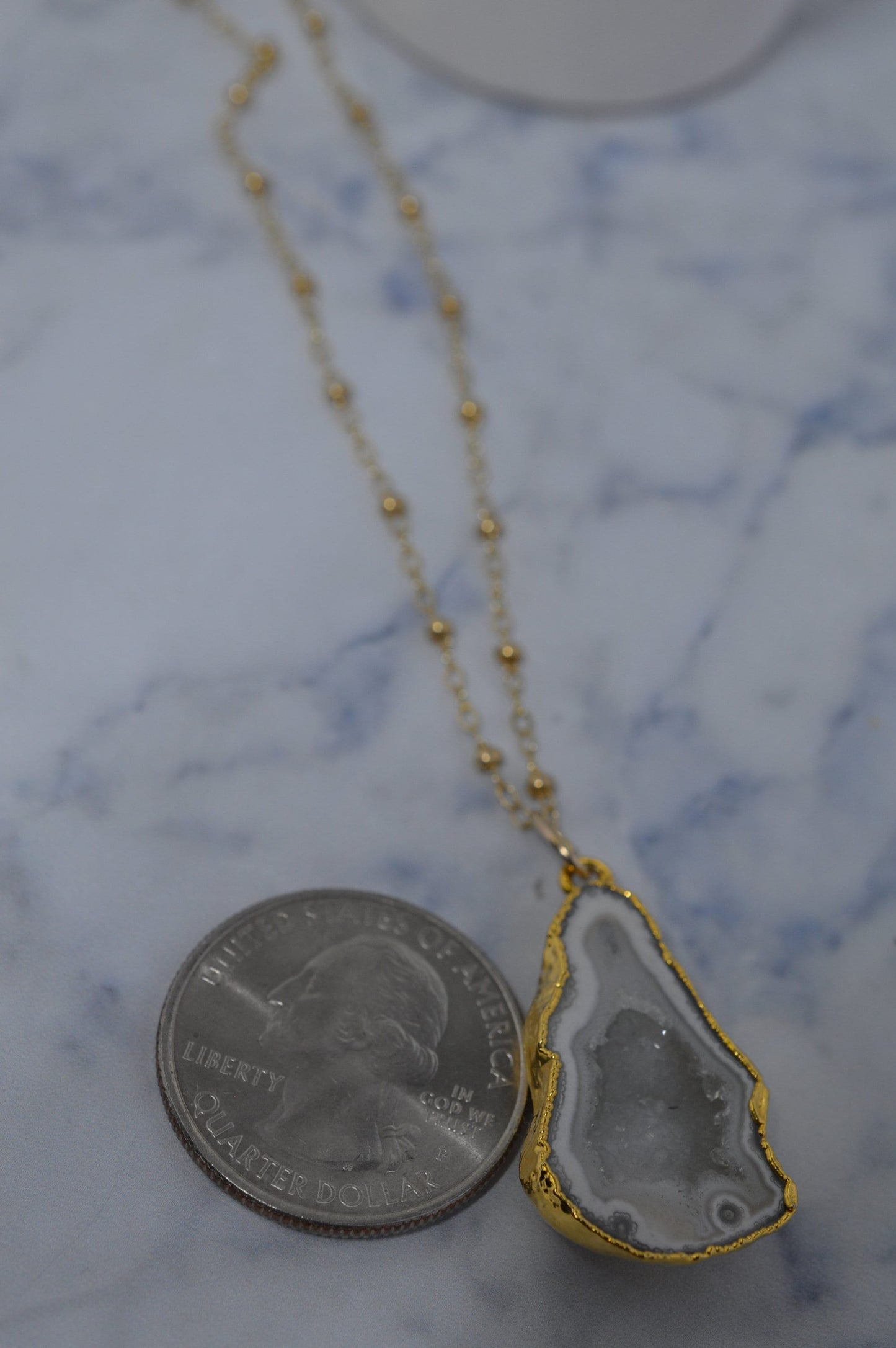 Long Gold Geode Necklace