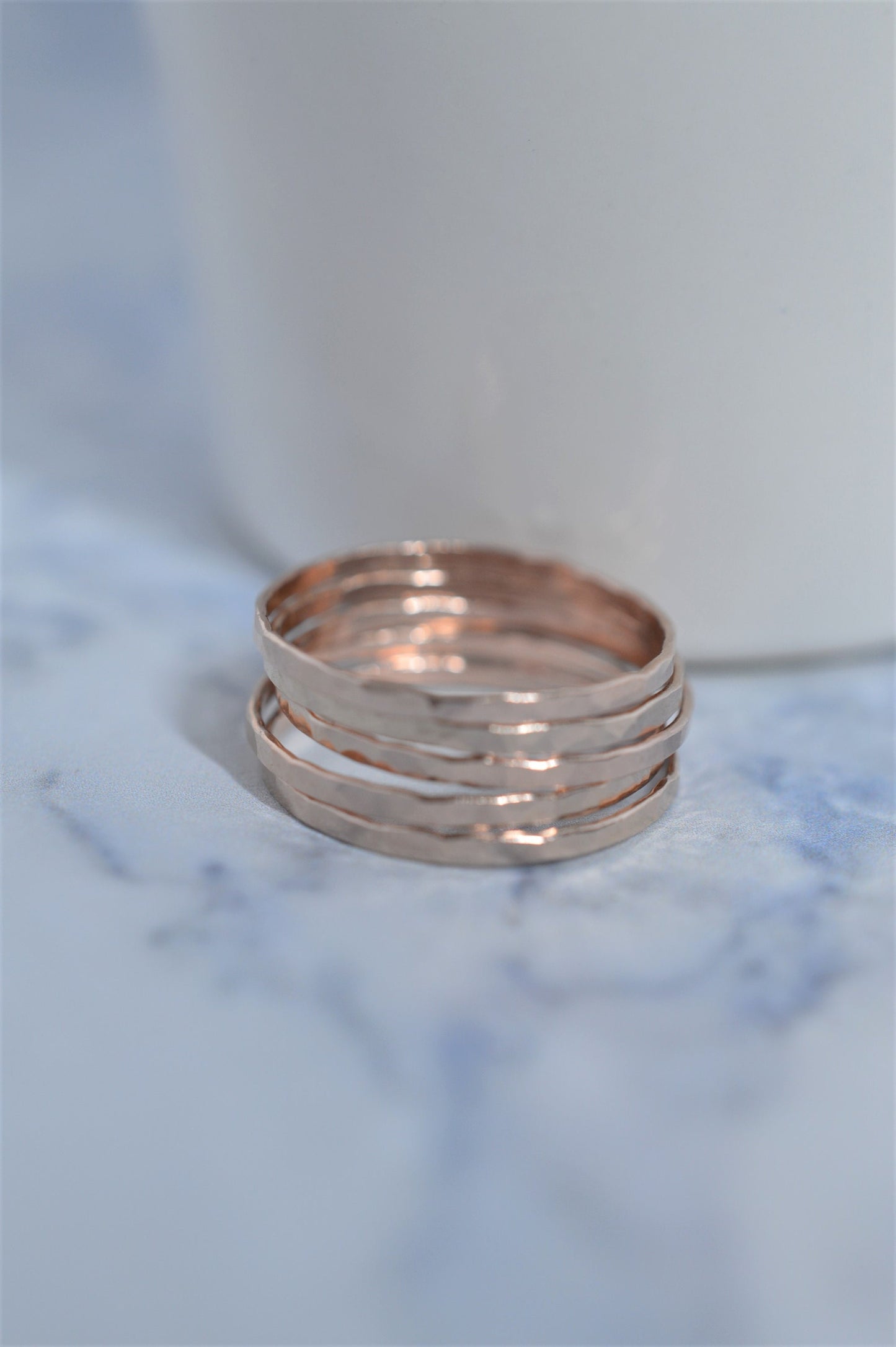 Rose Gold Ultra Thin Hammered Stacking Ring