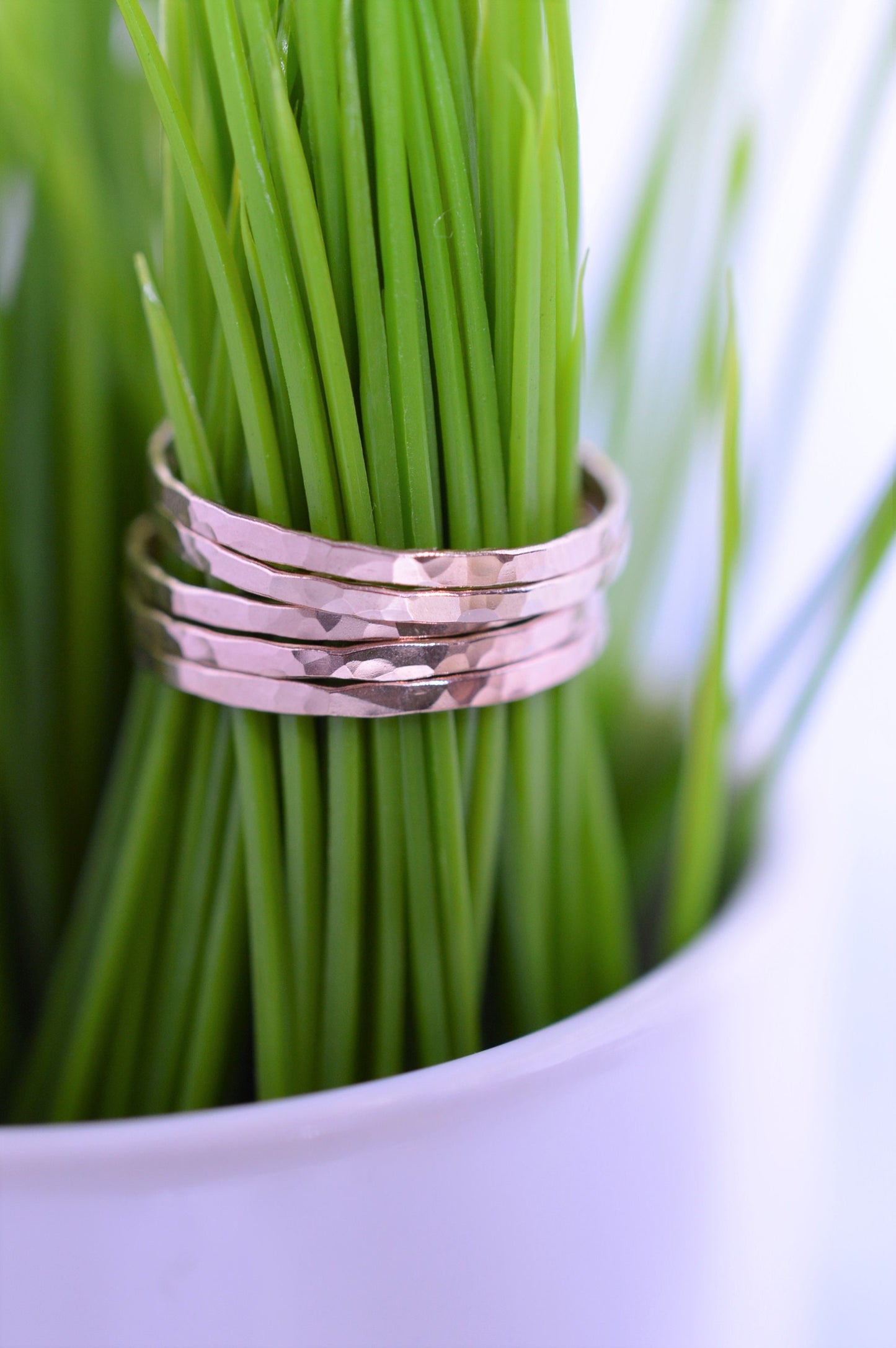 Rose Gold Ultra Thin Hammered Stacking Ring