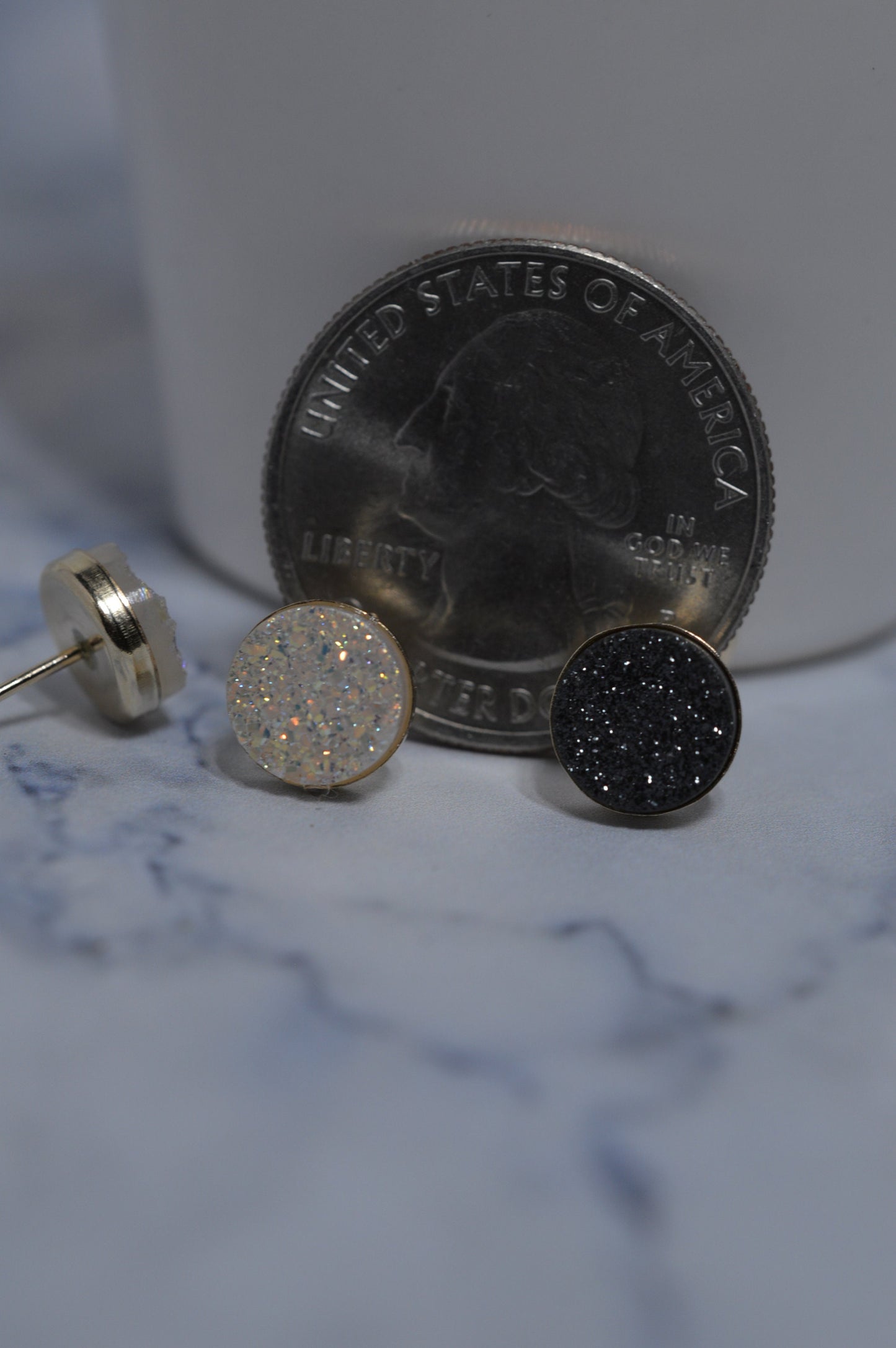 Gold Druzy Stud Earrings