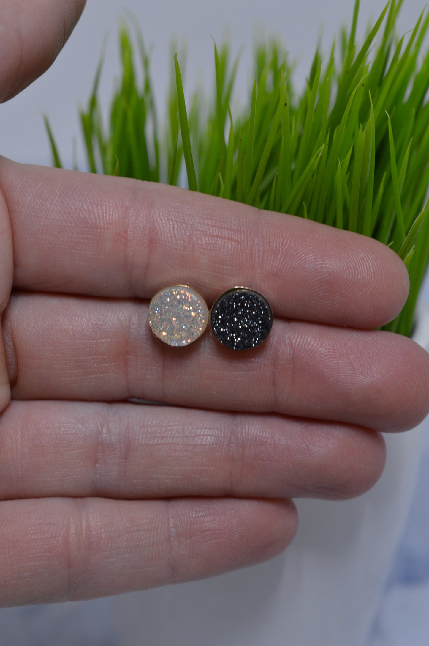 Gold Druzy Stud Earrings