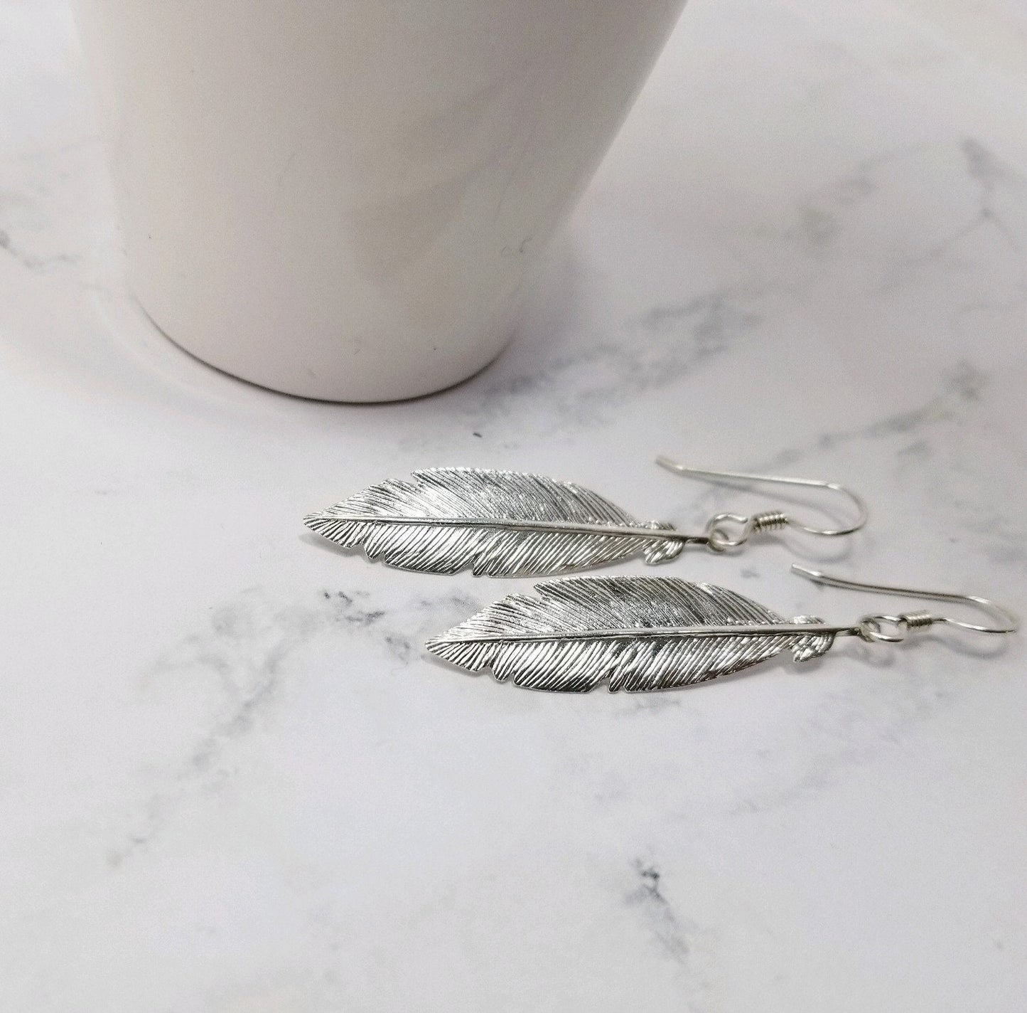 Sterling Silver Feather Earrings