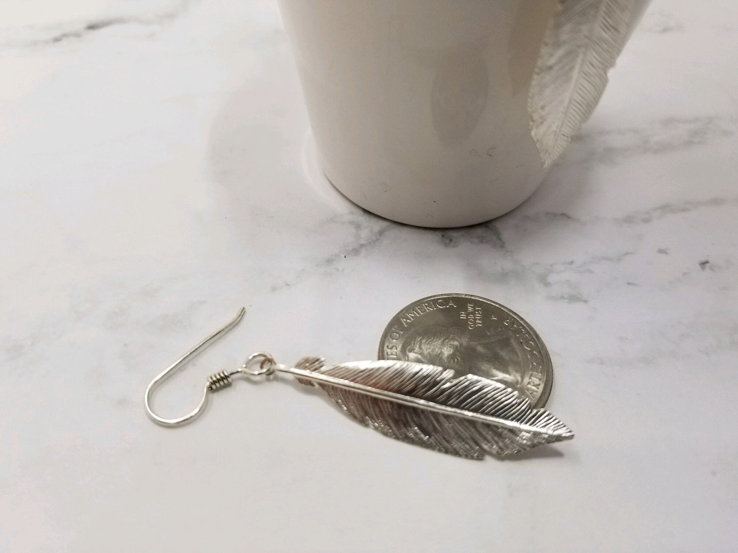 Sterling Silver Feather Earrings