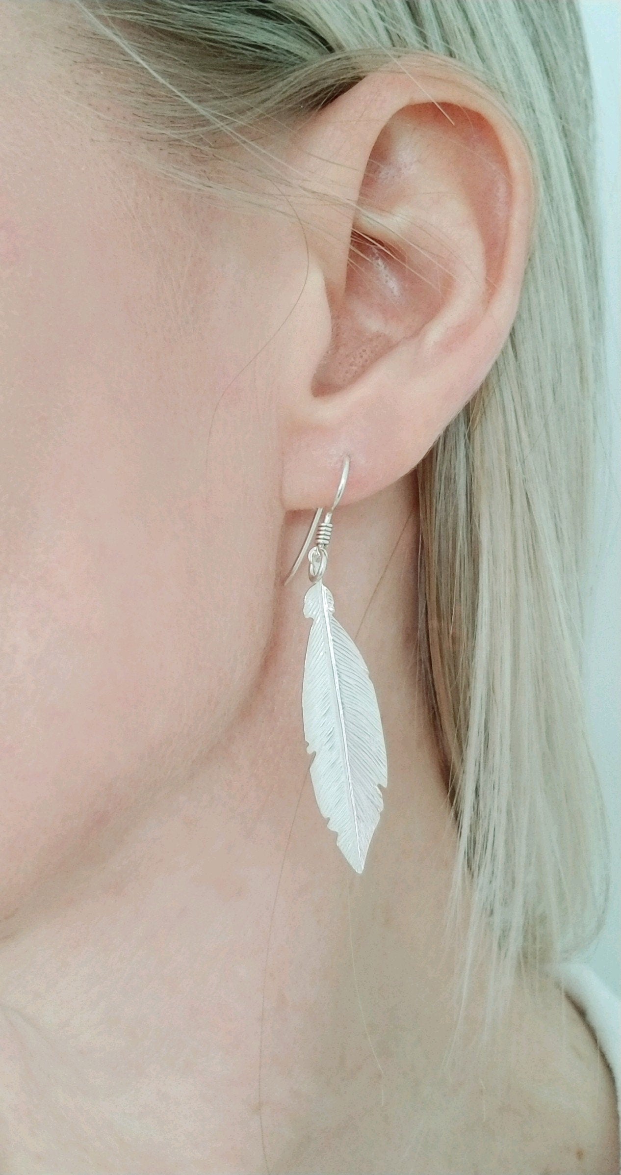 Sterling Silver Feather Earrings