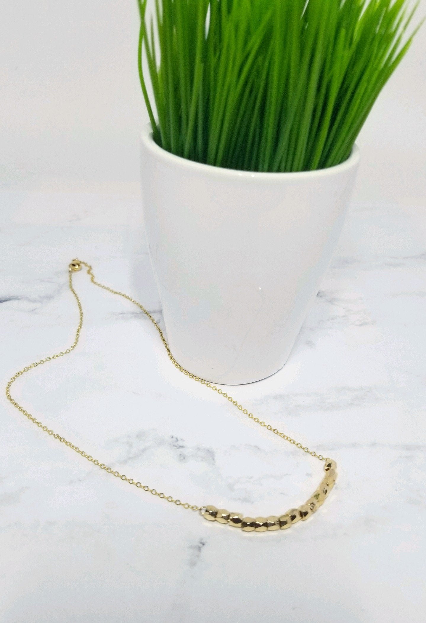 Gold Fill Sparkle Bar Necklace