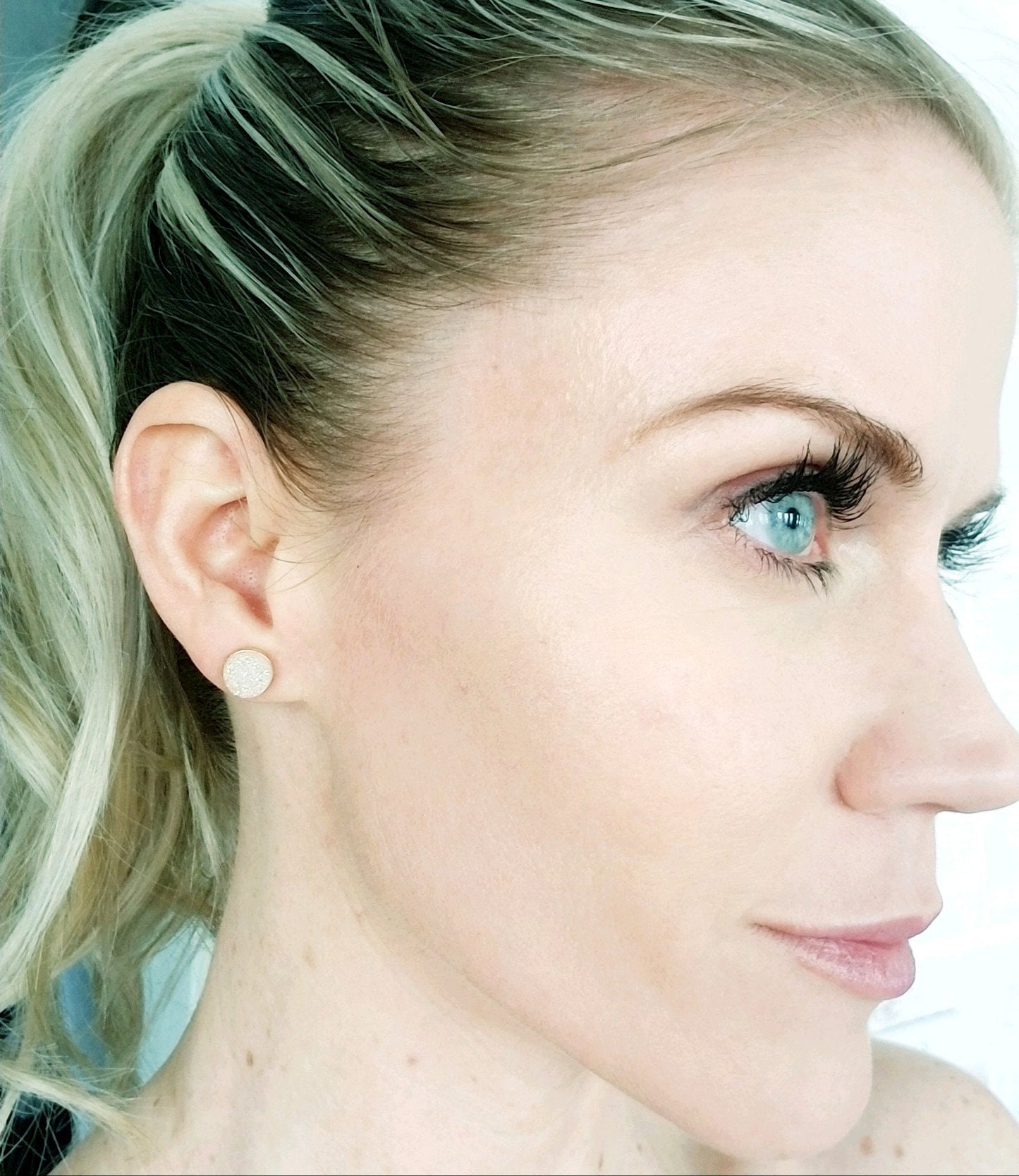 Gold Druzy Stud Earrings
