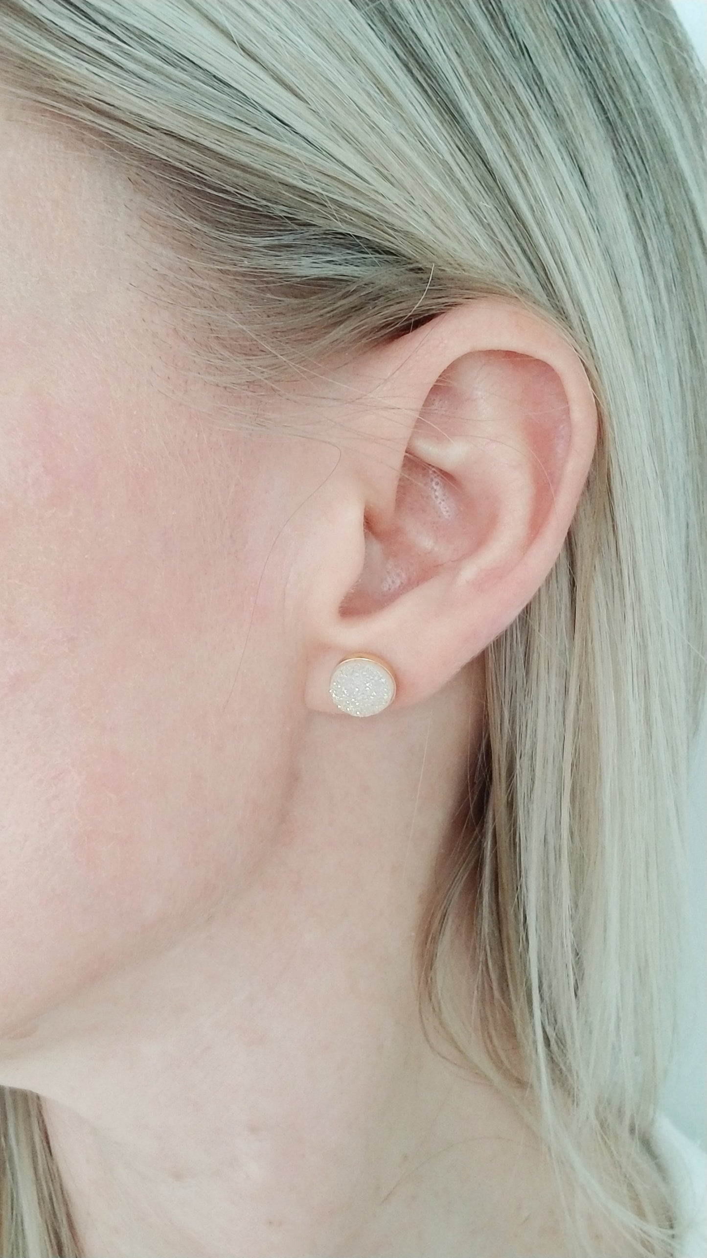 Gold Druzy Stud Earrings