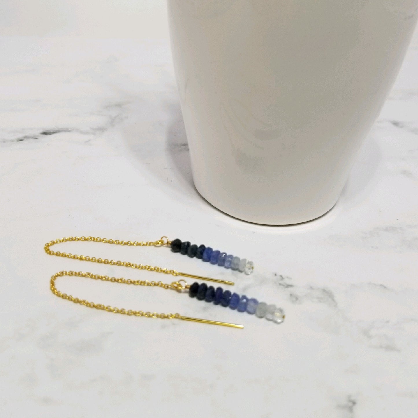 Gold Fill Sapphire Ear Threader Earrings