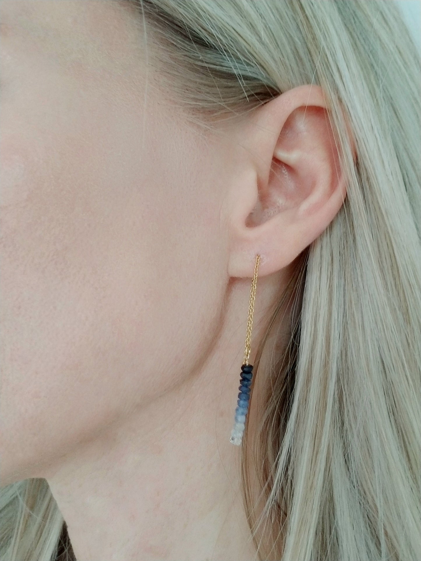 Gold Fill Sapphire Ear Threader Earrings