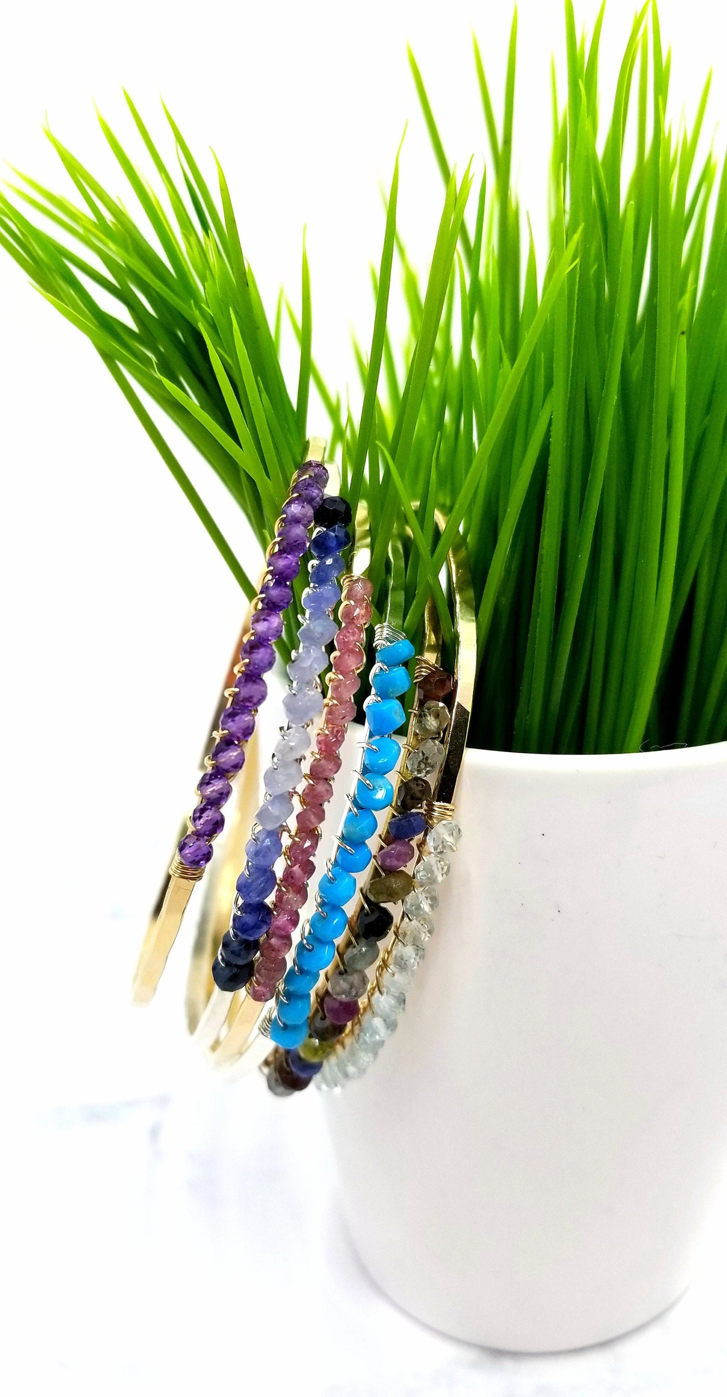 Sterling Silver Birthstone Bangle Bracelet