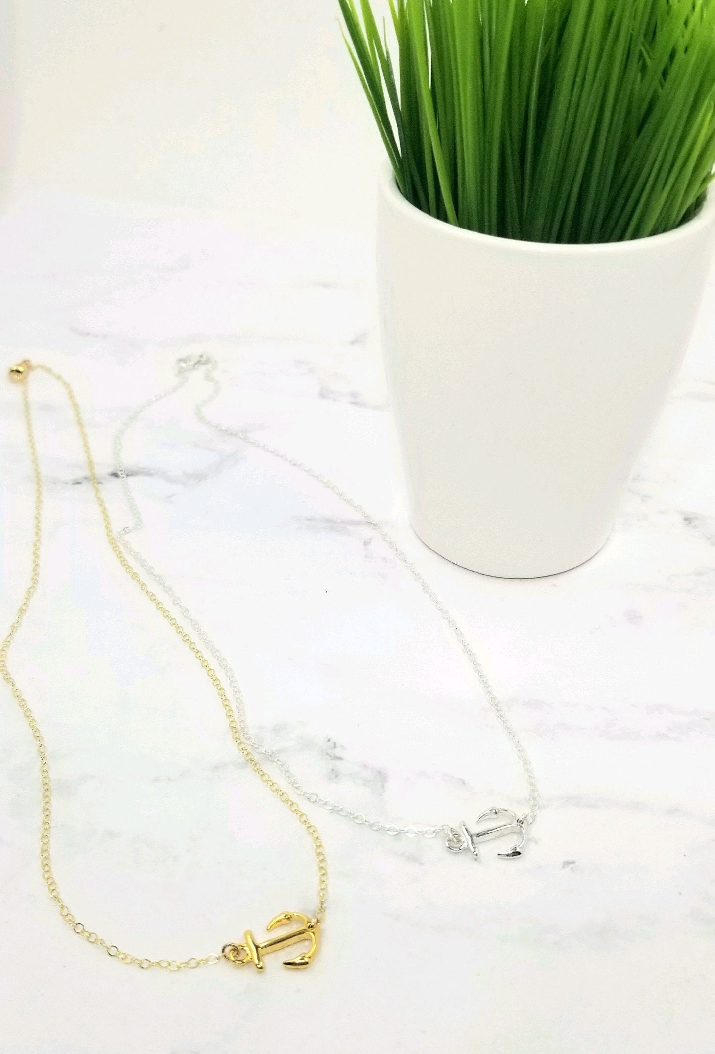 Sterling Silver or Gold Fill Anchor Necklace