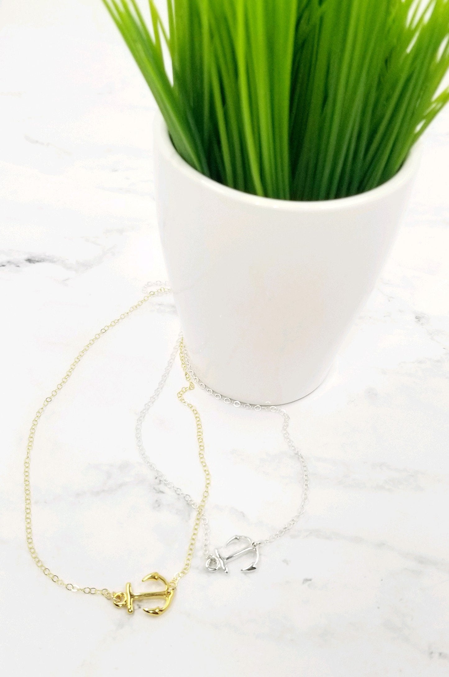Sterling Silver or Gold Fill Anchor Necklace