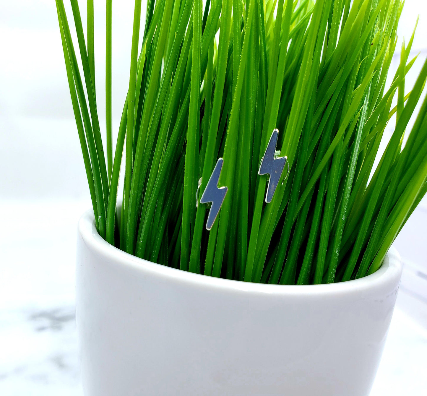 Tiny Sterling Silver Lightning Bolt Post Earrings