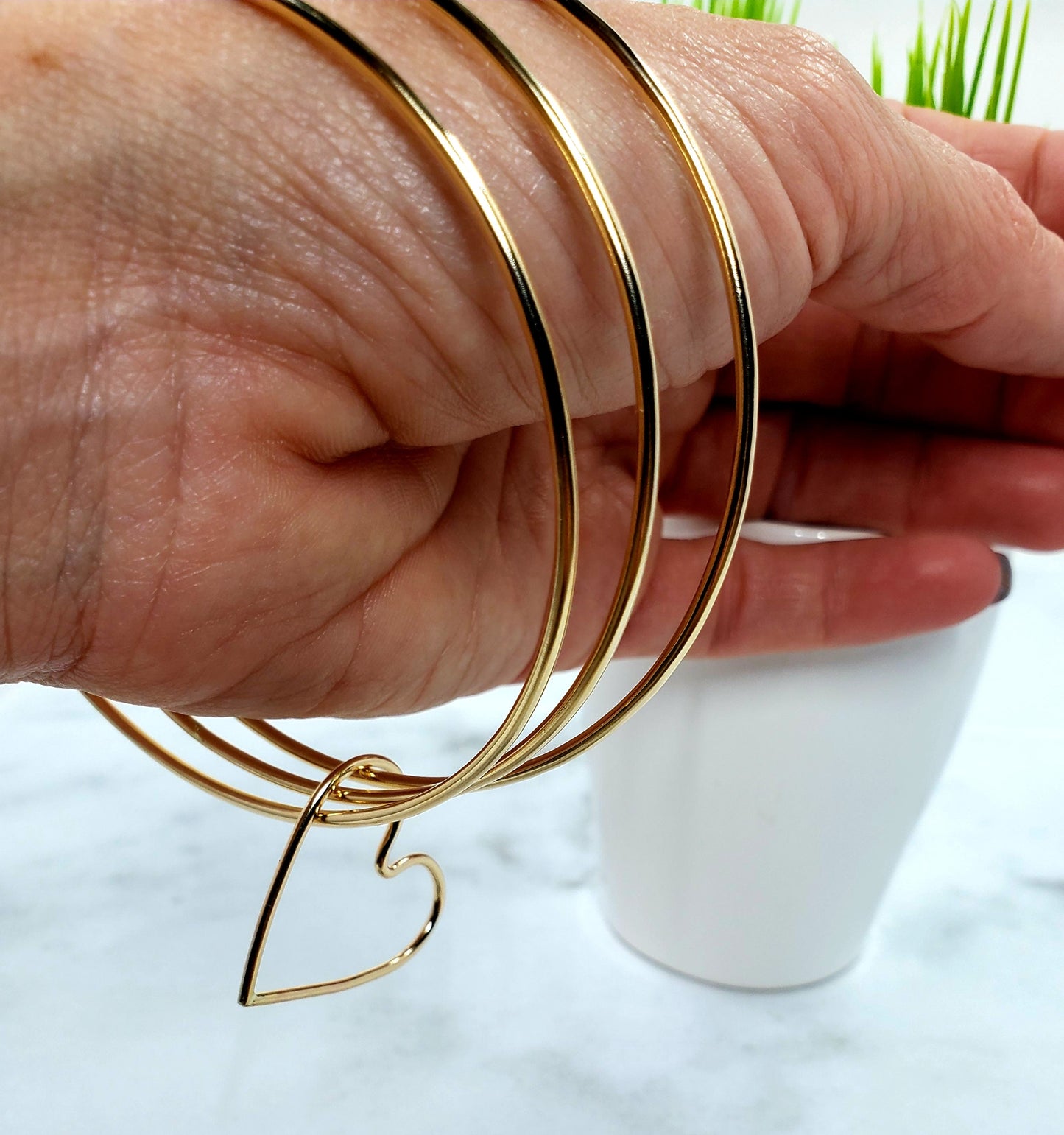 Gold Heart Bangle Set of 3