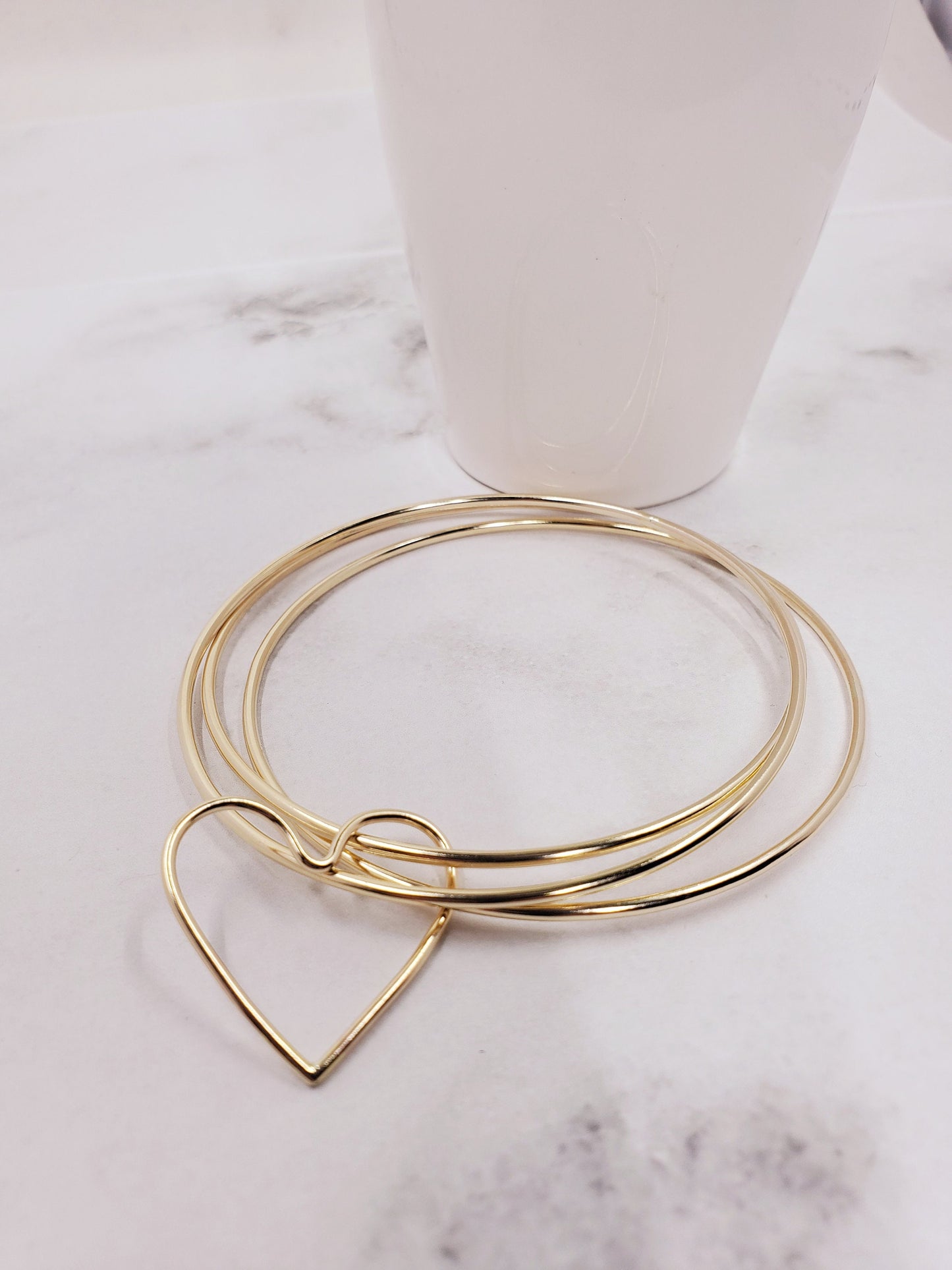 Gold Heart Bangle Set of 3