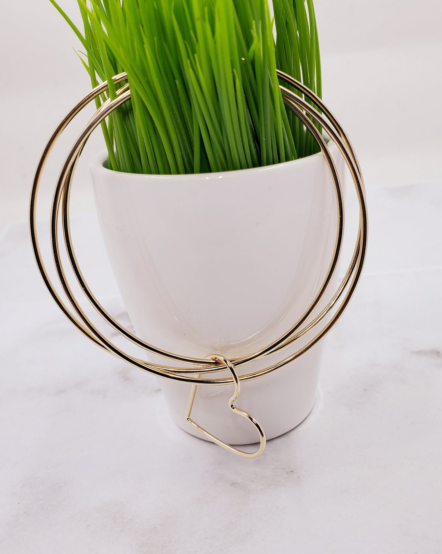 Gold Heart Bangle Set of 3