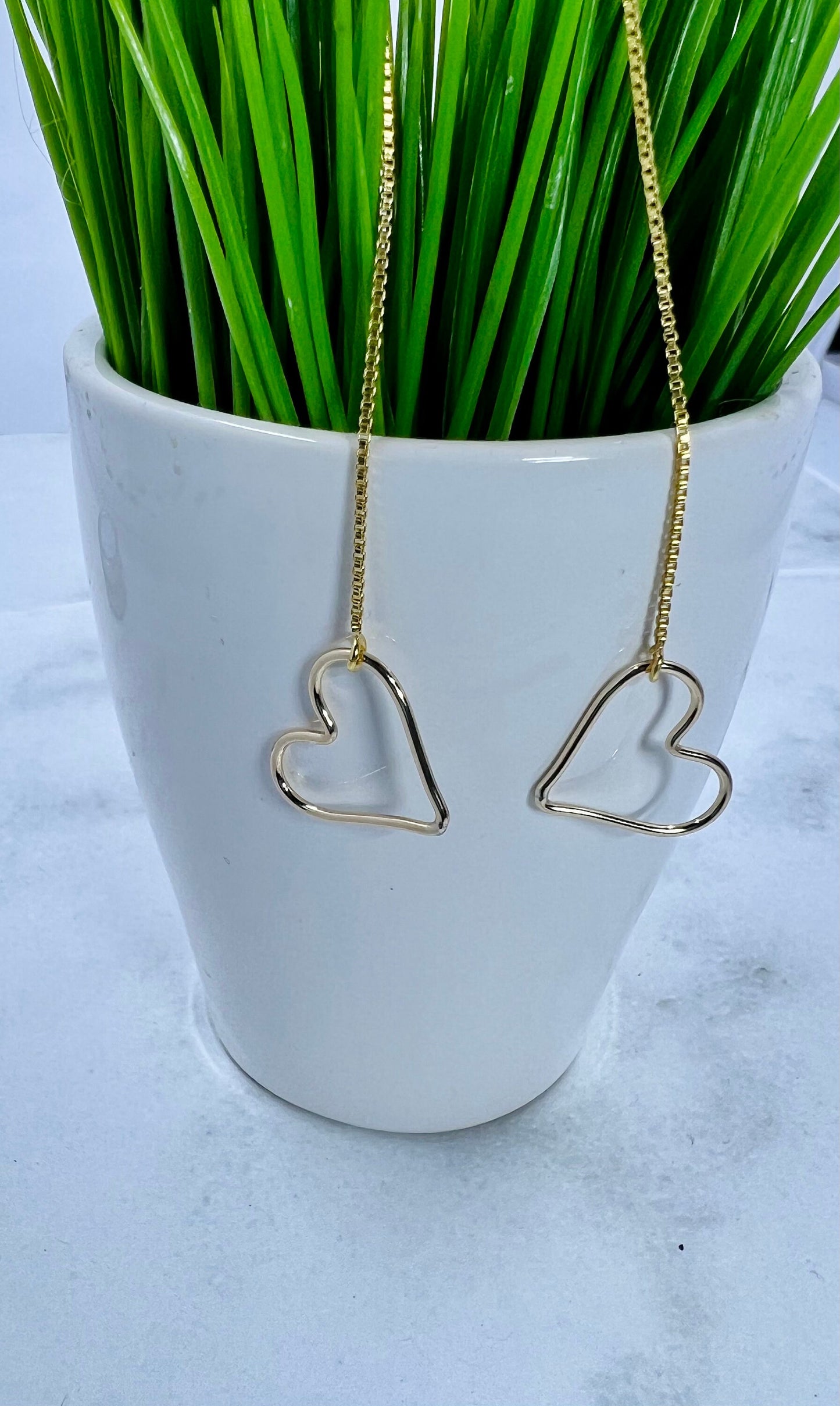 14k Gold Fill Long Heart Earrings