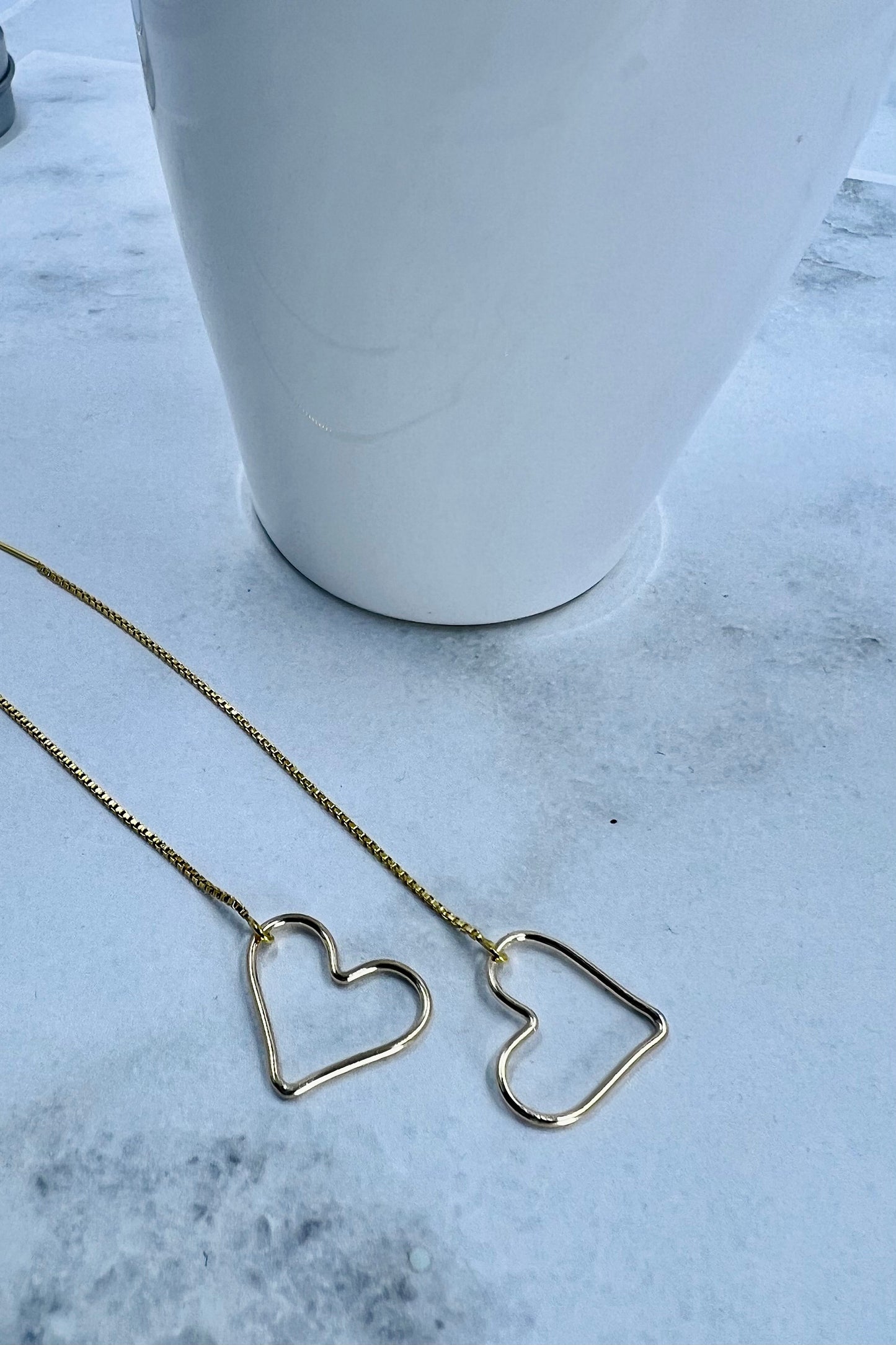 14k Gold Fill Long Heart Earrings
