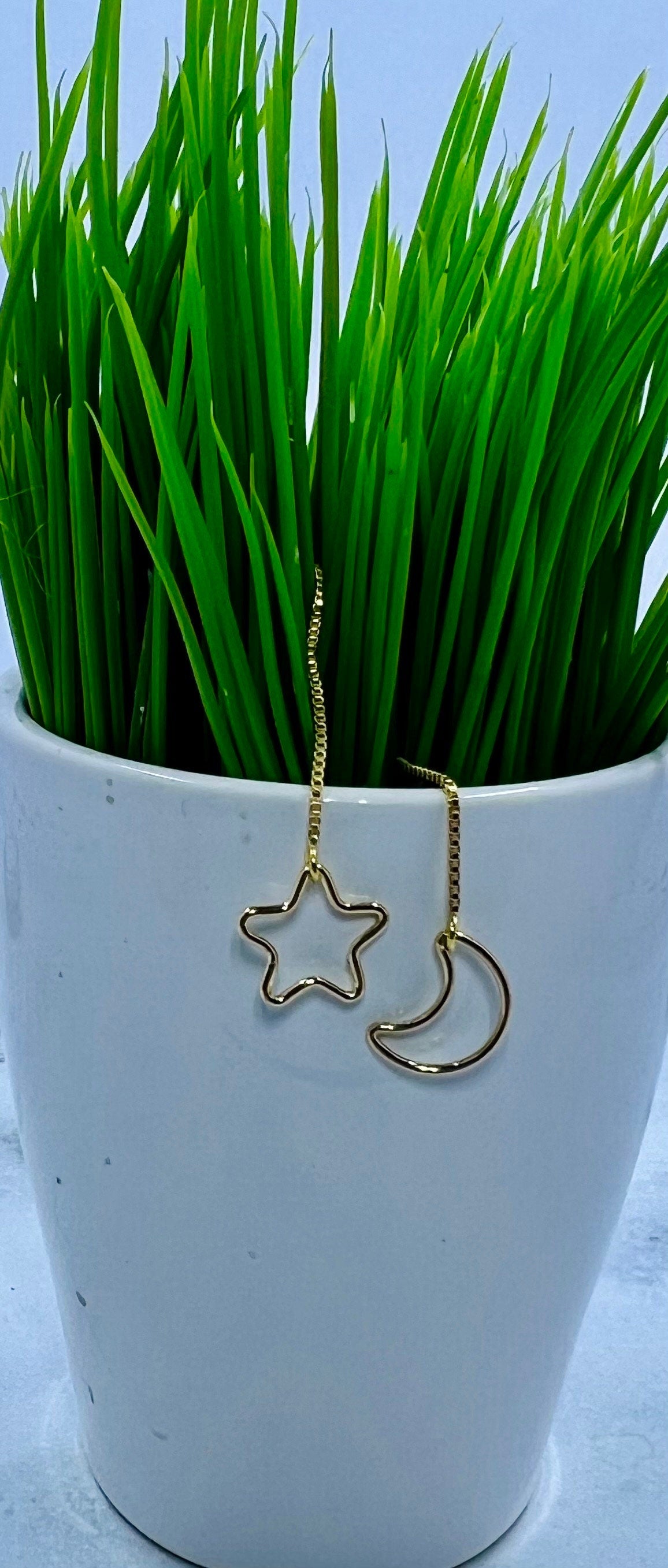 14k Gold Fill Star and Threader Moon Earrings