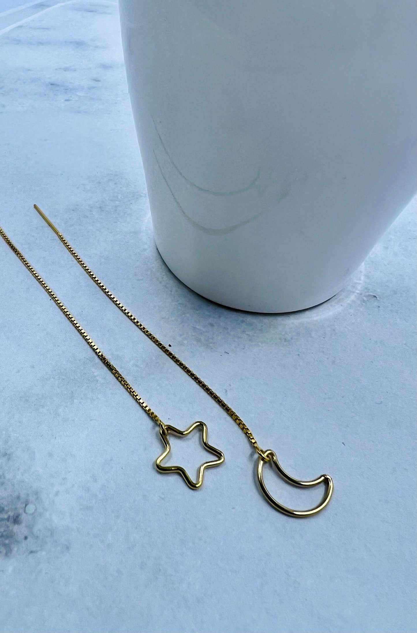 14k Gold Fill Star and Threader Moon Earrings