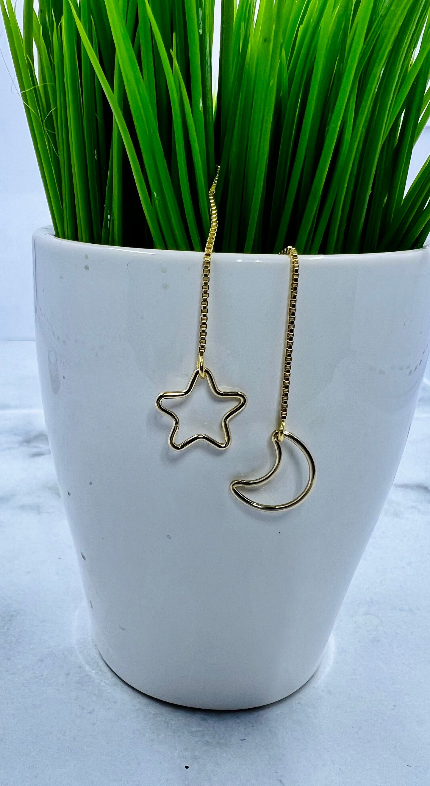 14k Gold Fill Star and Threader Moon Earrings