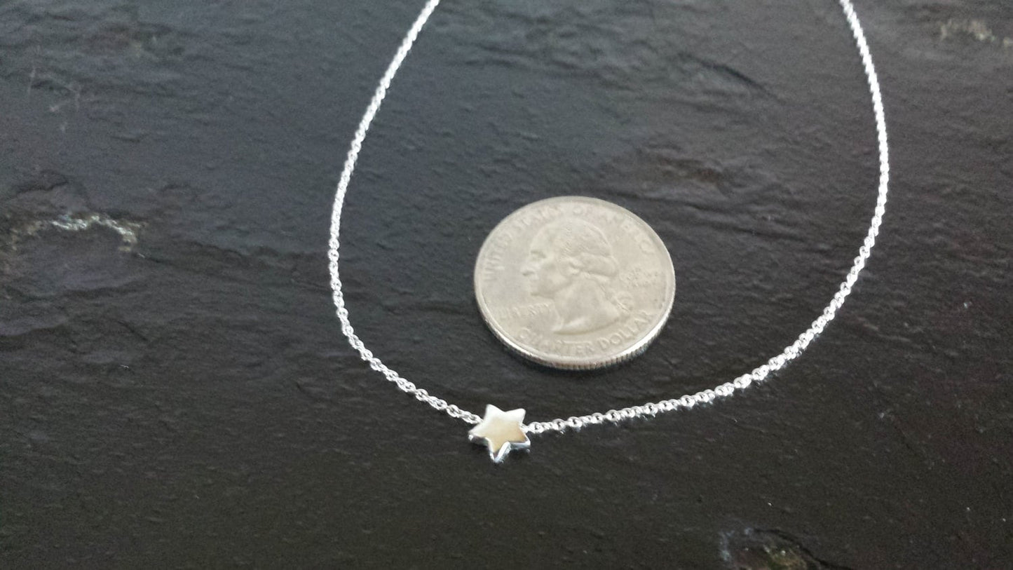 Tiny Sterling Silver Star Necklace, Silver Star Jewelry, Star Necklace