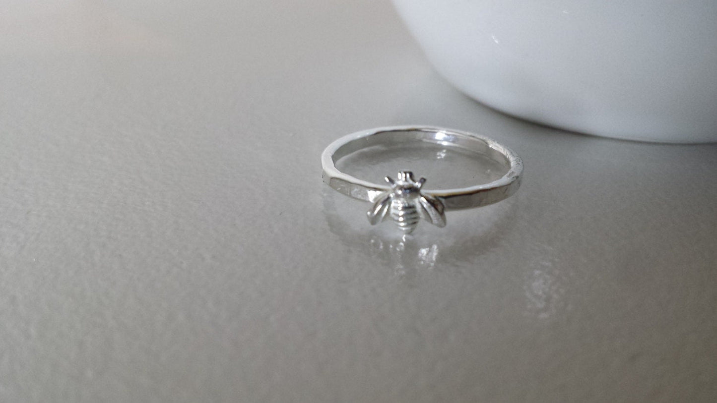 Sterling Silver Tiny Bee Ring