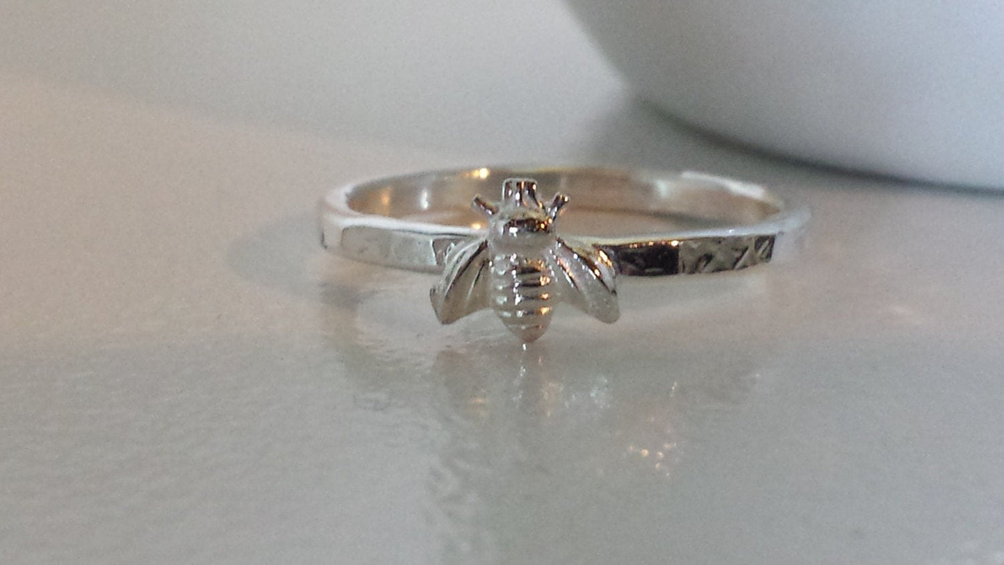 Sterling Silver Tiny Bee Ring