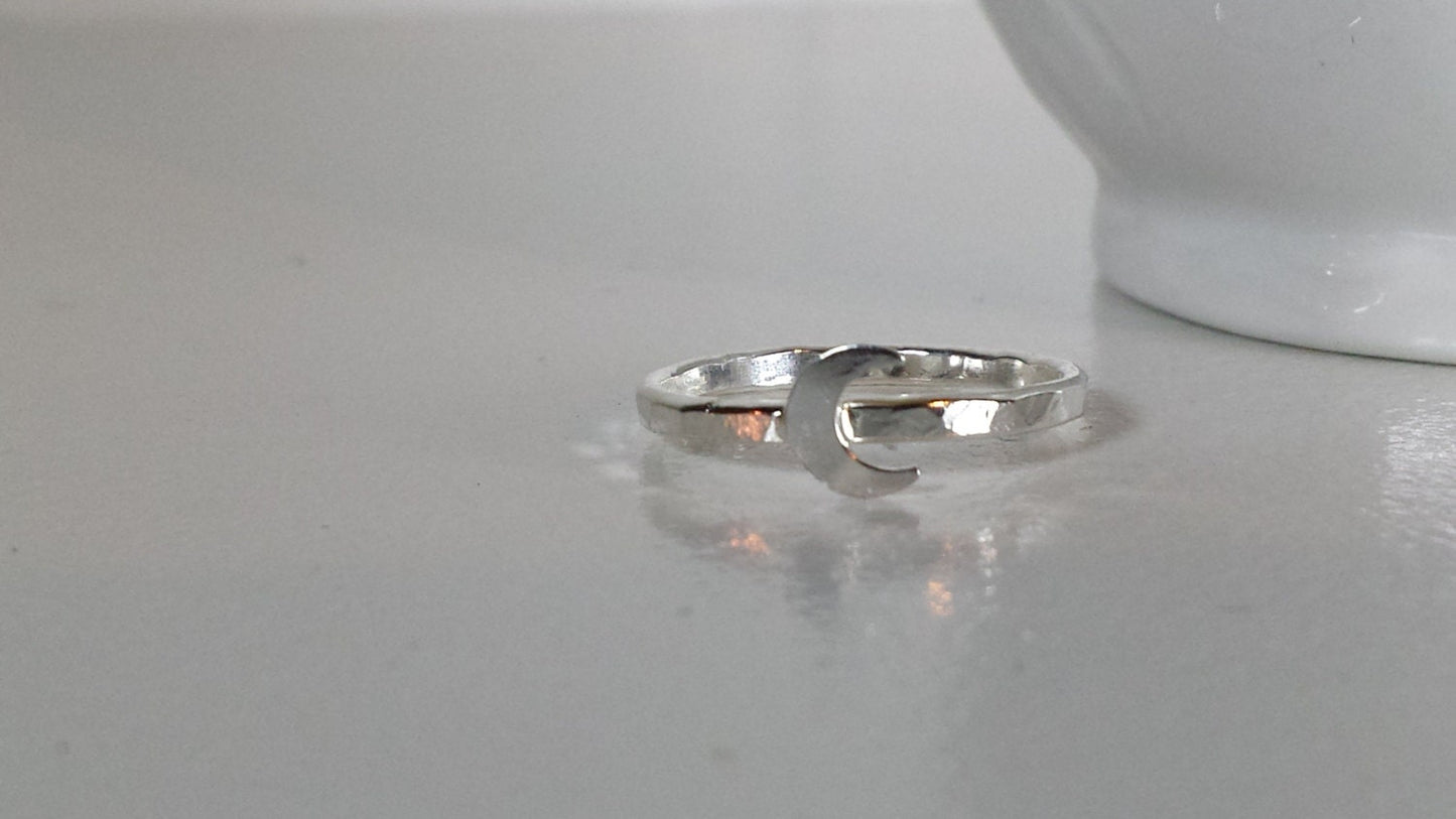 Sterling Silver Crescent Moon Ring