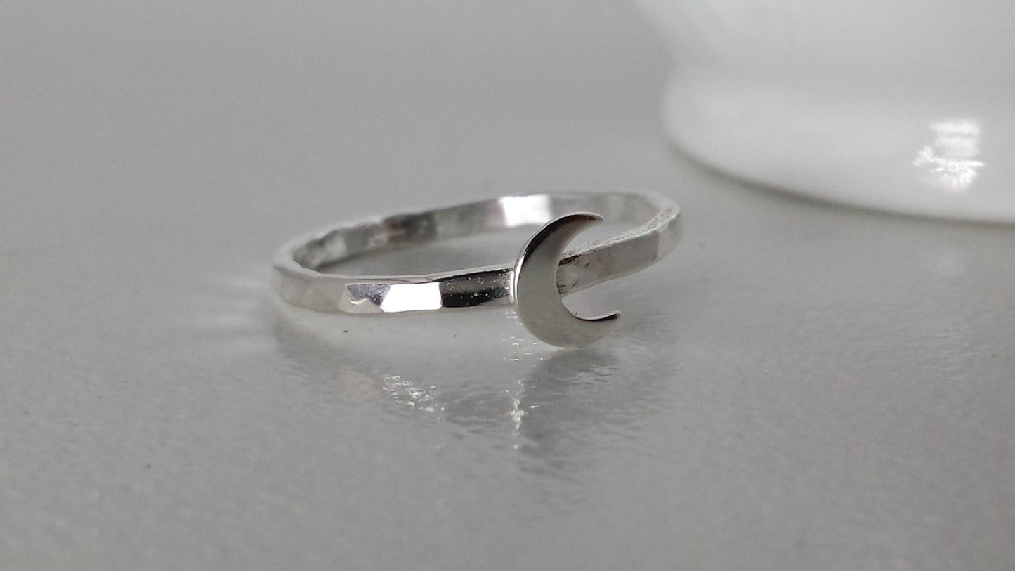 Sterling Silver Crescent Moon Ring