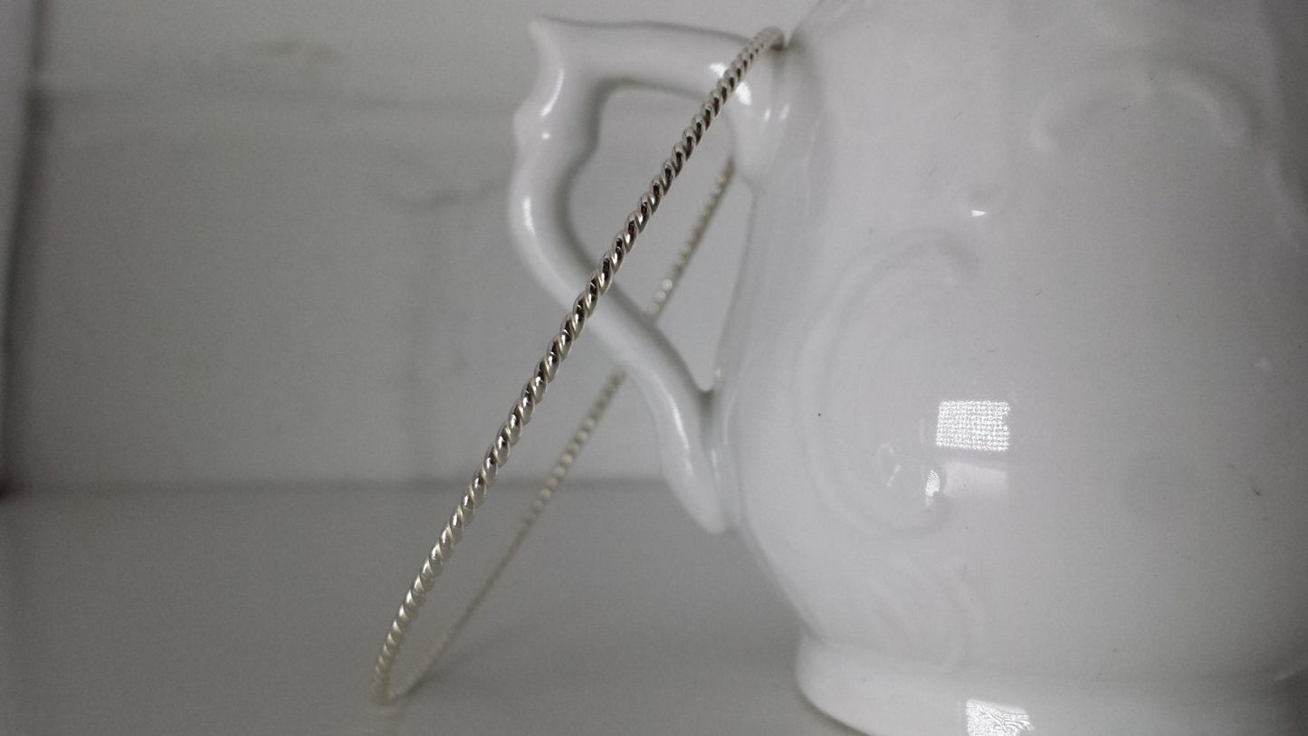 Sterling Silver Twist Rope Bangle Bracelet - Silver Stacking Bracelet