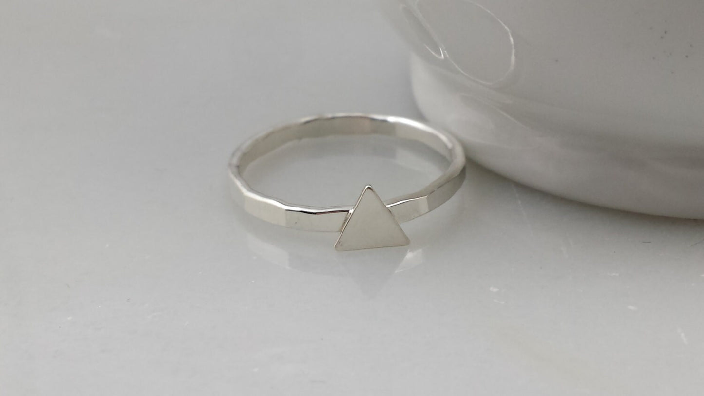 Tiny Sterling Triangle Post Earrings - Geometric Triangle Studs
