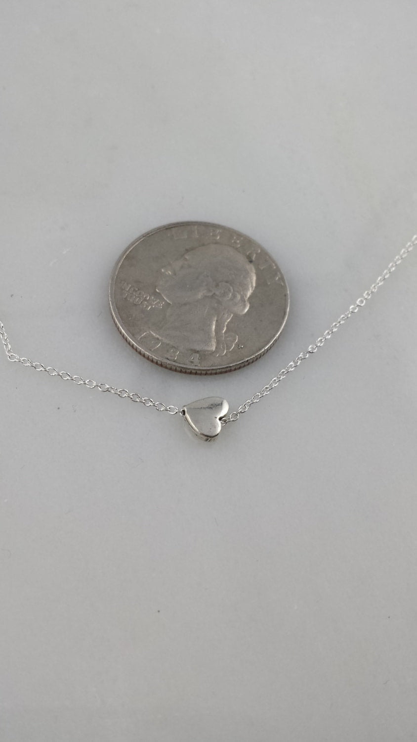 Sideways Sterling Silver Tiny Heart Necklace
