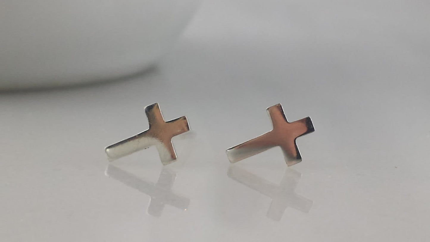 Small Sterling Silver Cross Earrings