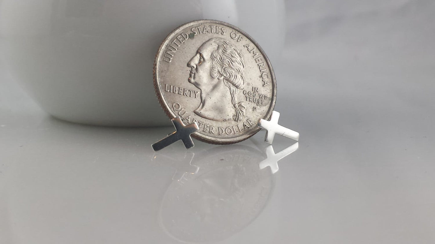 Small Sterling Silver Cross Earrings