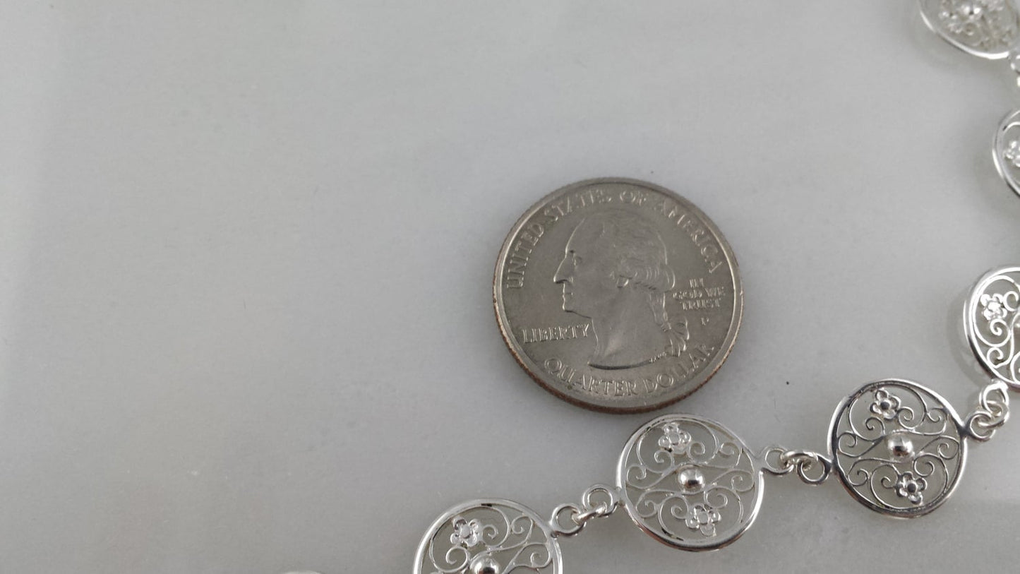 Long Sterling Silver Filigree Necklace