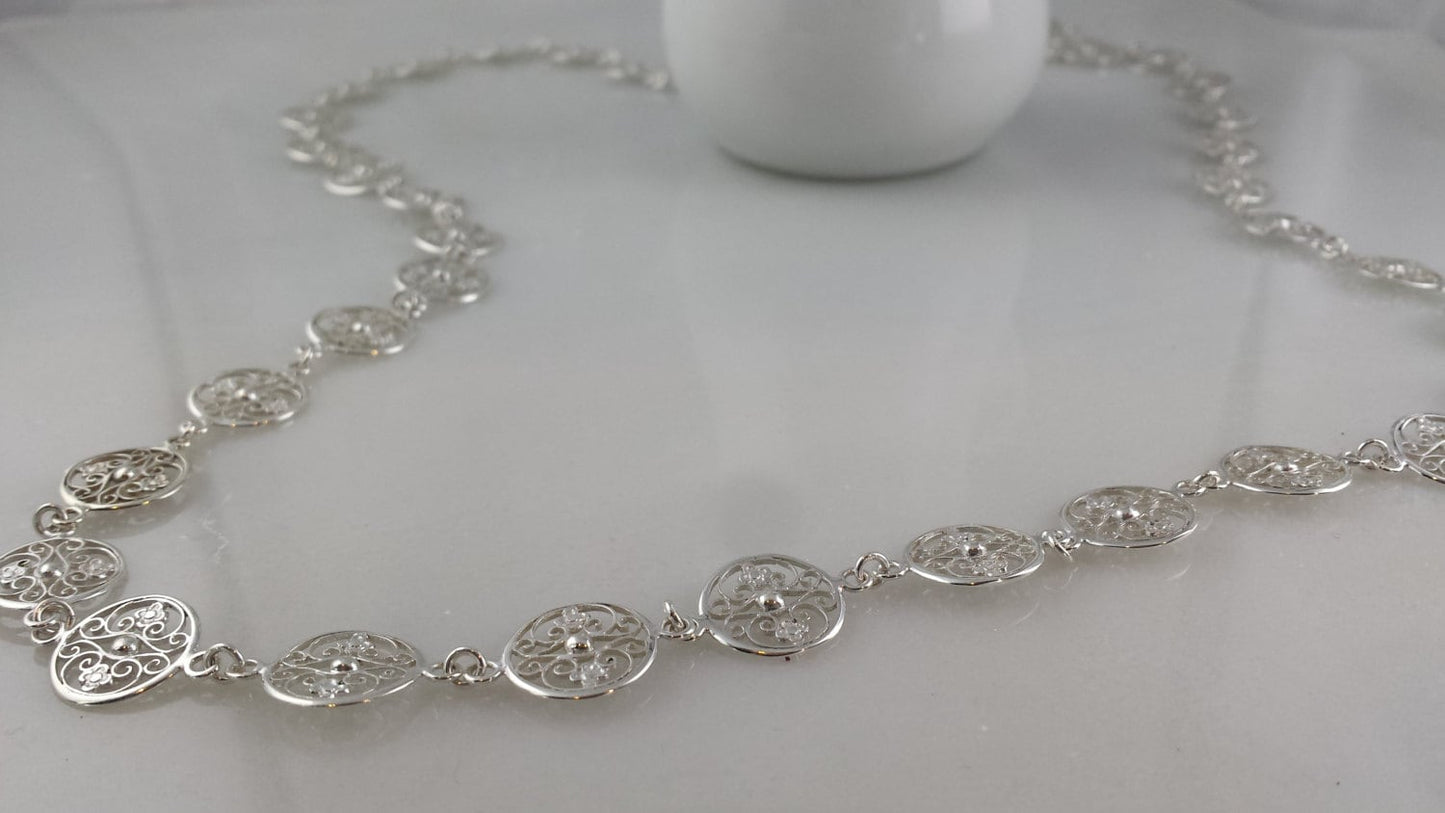 Long Sterling Silver Filigree Necklace