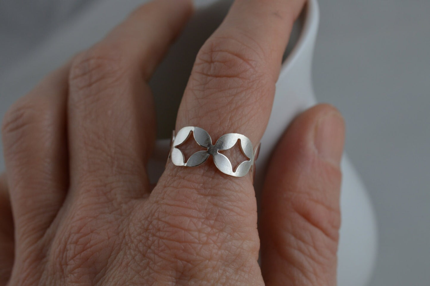 Sterling Silver Modern Pattern Ring