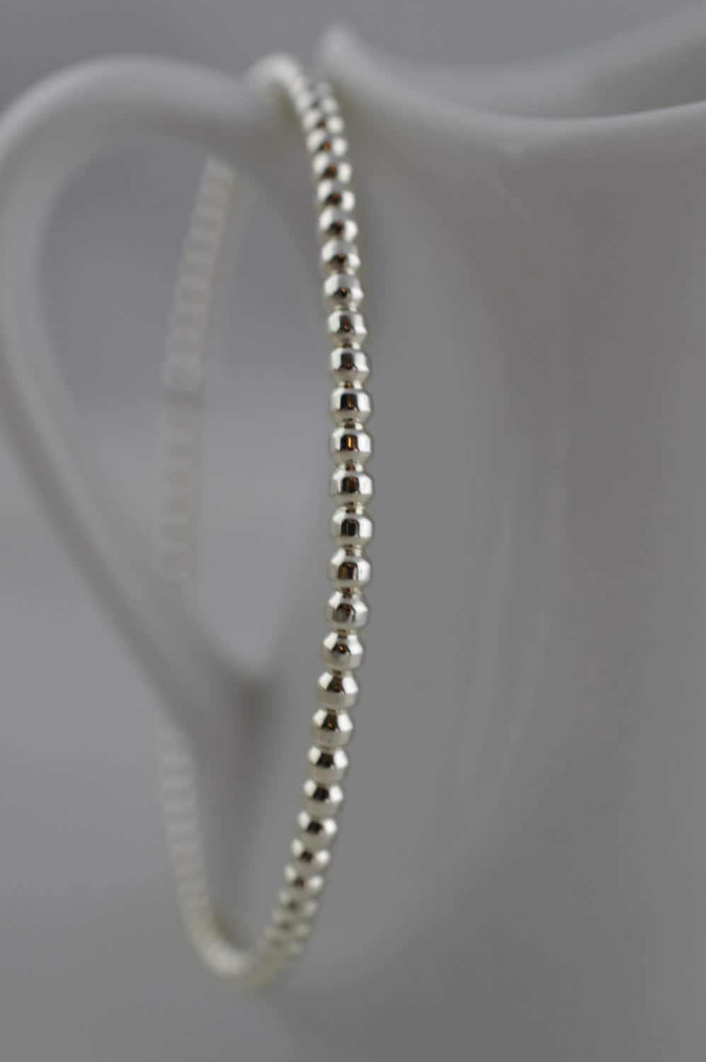 Sterling Silver Bead Bangle Bracelet