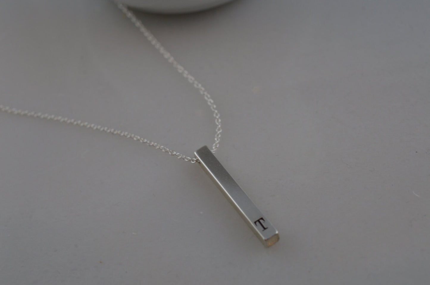 Custom Sterling Silver Initial Bar Necklace