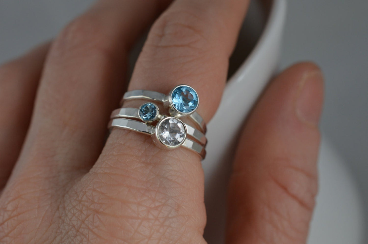 Sterling Silver 5mm White Topaz Ring