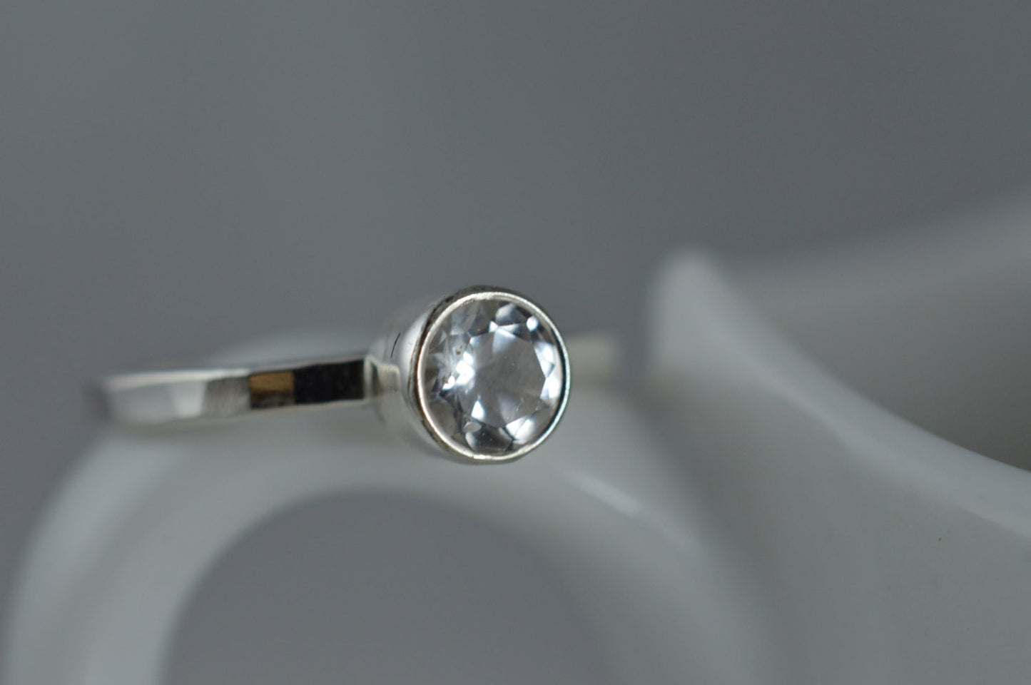 Sterling Silver 5mm White Topaz Ring